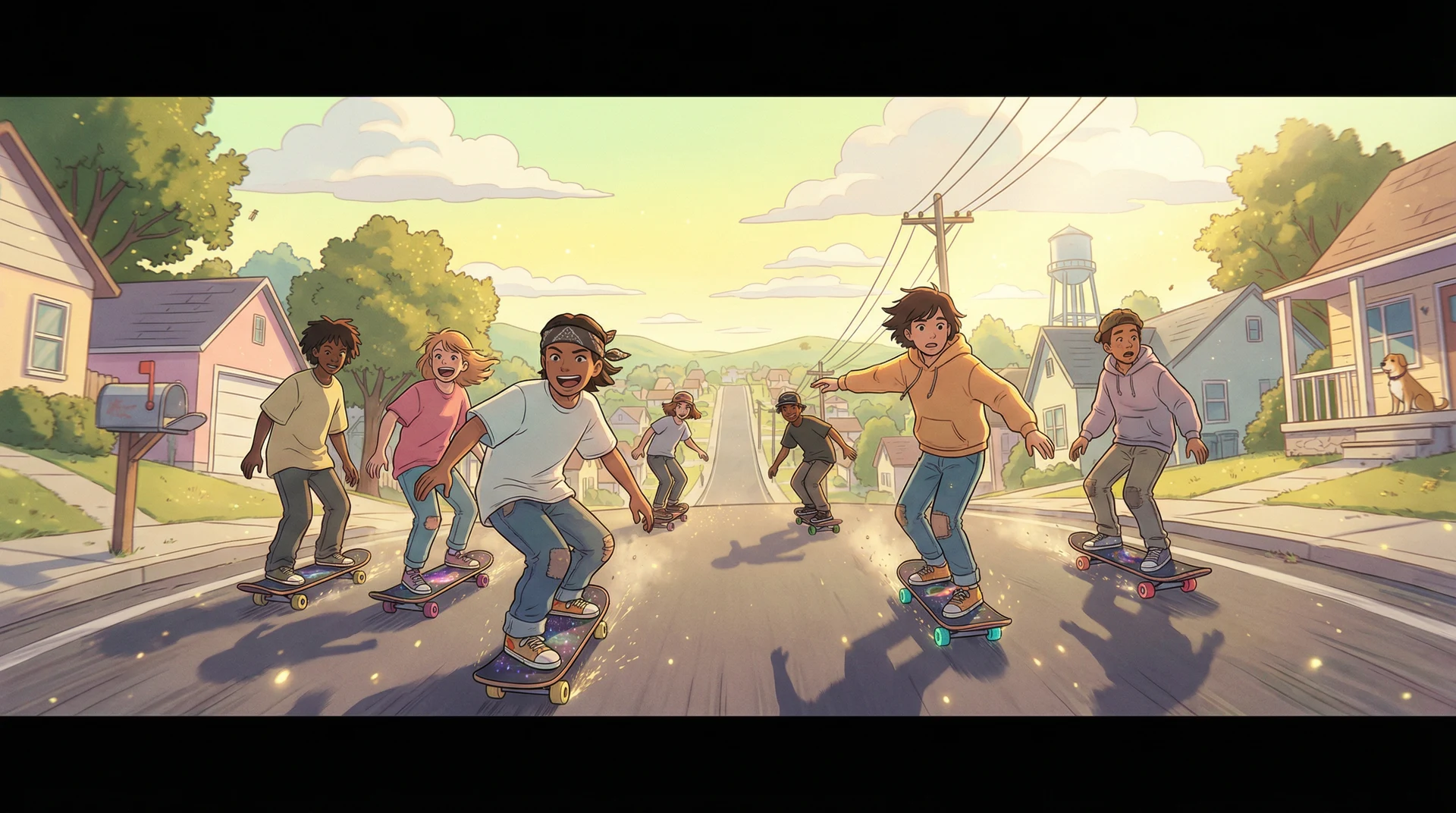 Golden hour — skate crew still