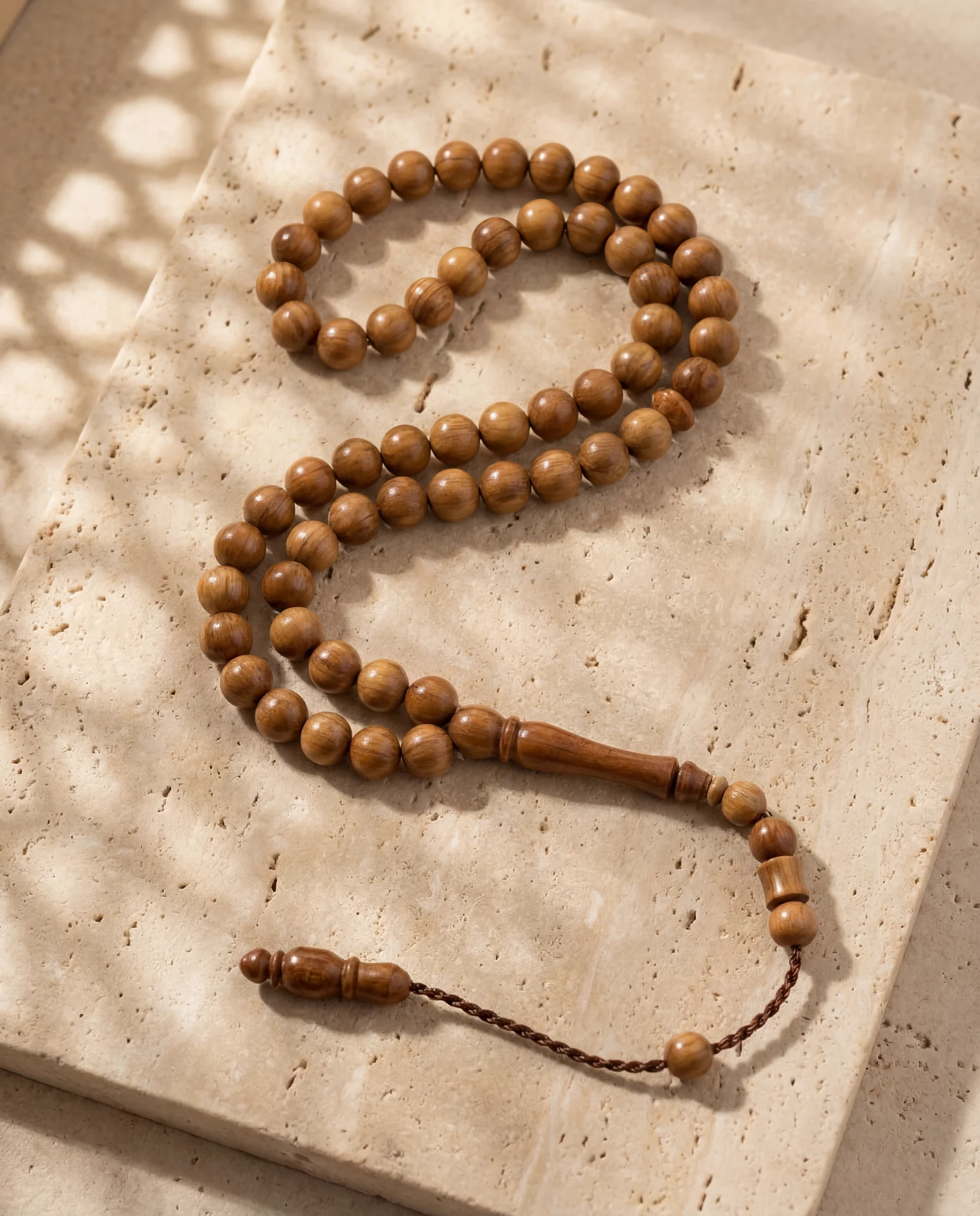 Wooden tasbih — top down