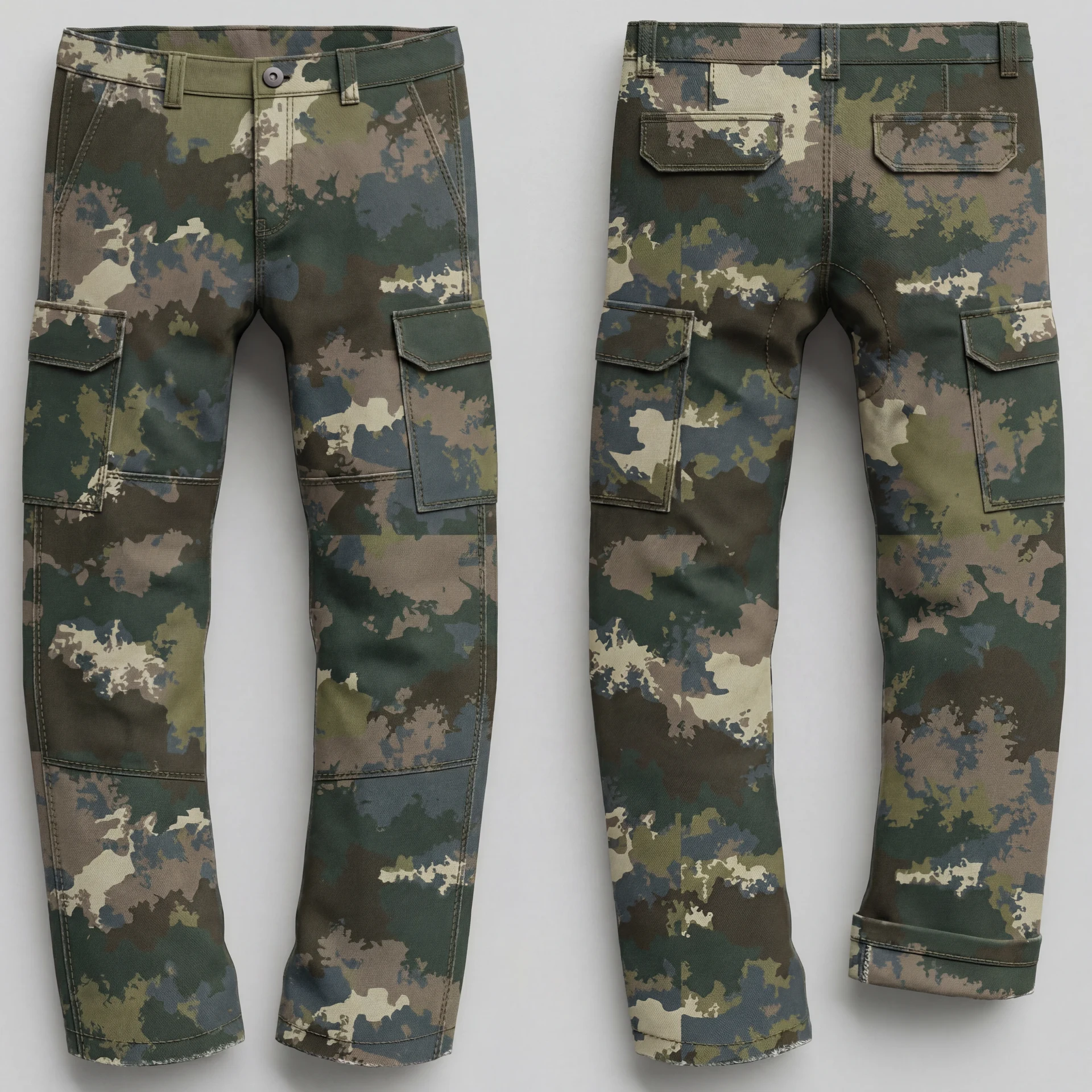 Camo cargo trousers — back render